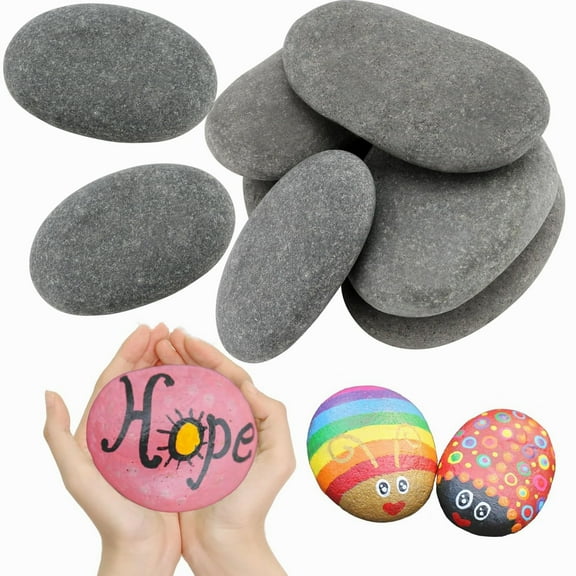 GIXUSIL 10Pcs 5-8cm Rocks for Painting Kindness Rocks Crafting Party Pack Bundle River Stones for Painting Crafts – Natural Smooth Surface Rock Painting Arts & Crafting Gift，Gray