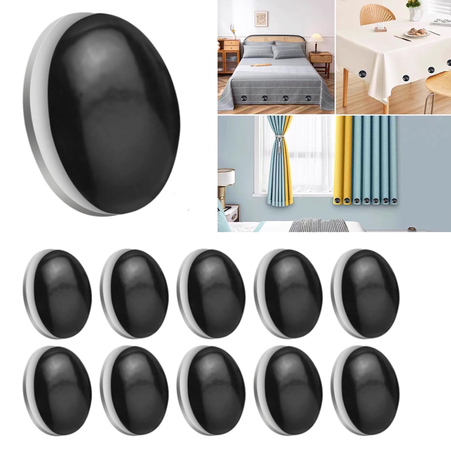 Drapery Magnets GIXUSIL 10Pcs Magnetic Curtain Weights, 4cm Plastic Covered Heavy Duty ...