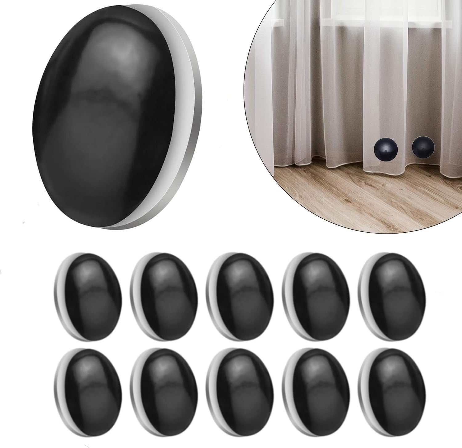 Drapery Magnets GIXUSIL 10Pcs Magnetic Curtain Weights, Black Round Curtain Magnets ...