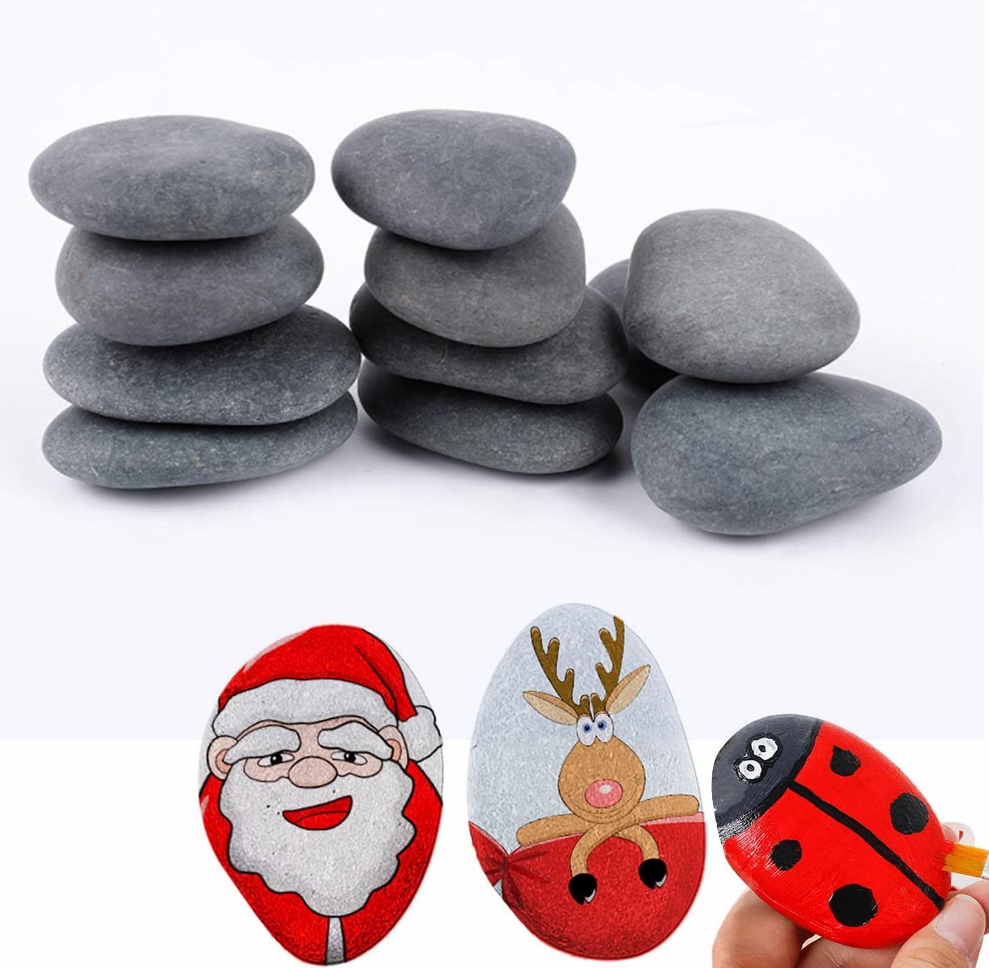 GIXUSIL 10Pcs Painting Rock,3-5cm Pebbles for Arts and Craft Painting,Smooth Large Pebbles for painting,Natural river Stone,Be Used to Pave the Stone Road,Gray