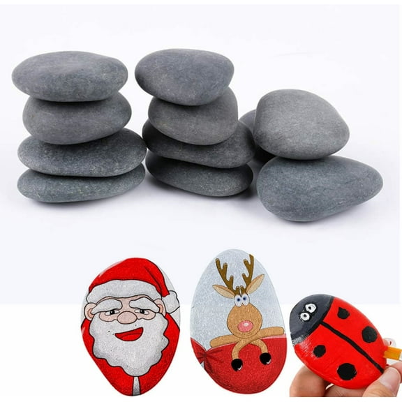 GIXUSIL 10Pcs Painting Rock,3-5cm Pebbles for Arts and Craft Painting,Smooth Large Pebbles for painting,Natural river Stone,Be Used to Pave the Stone Road,Gray