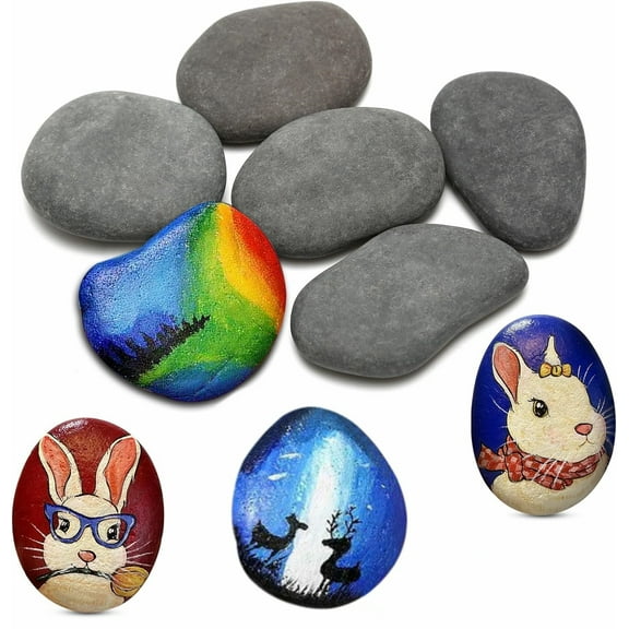 GIXUSIL 10Pcs Rocks for Painting3-5cm DIY River Rocks for Painting Natural Flat & Smooth Rocks ,Fish Tank Landscape Stone for Painting for Kids & Adult Craft Gift,Gray