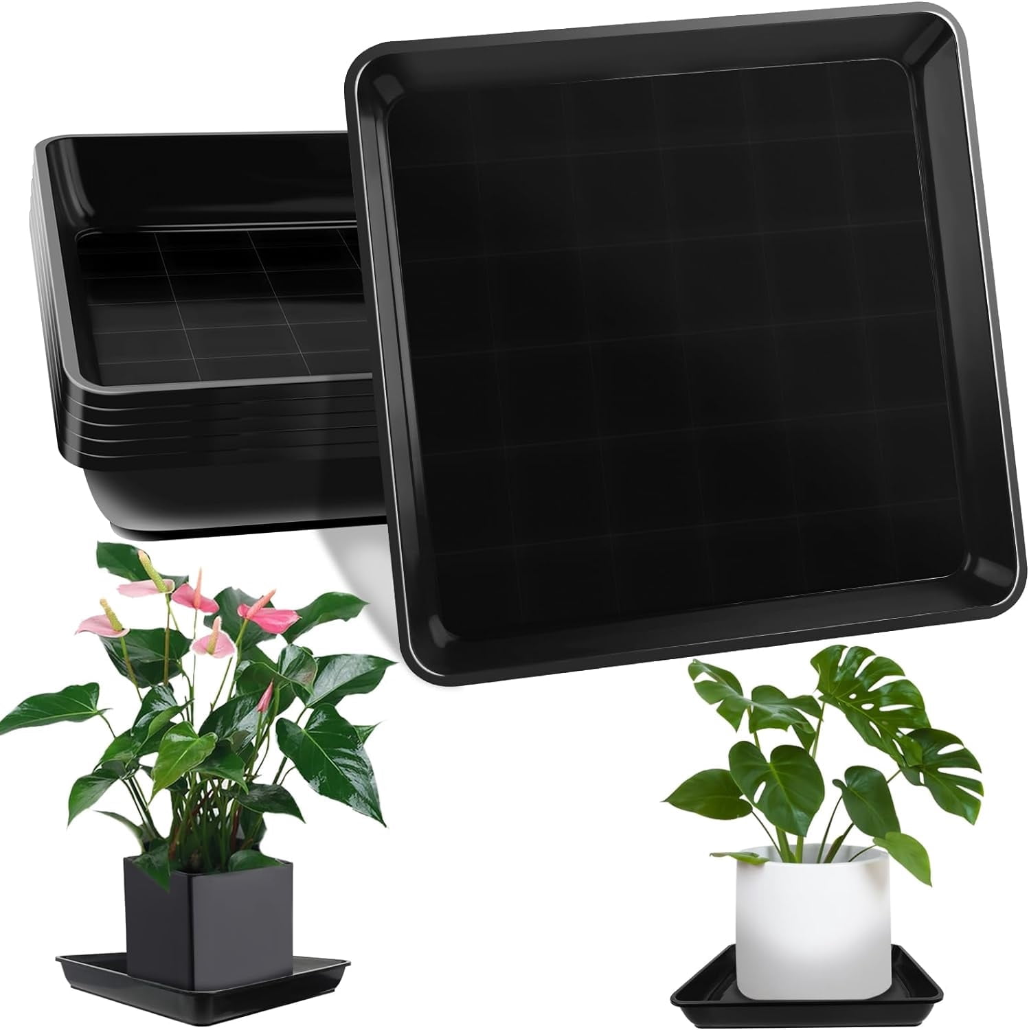 GIXUSIL 10Pcs Square Plant Saucer 9 x 9 inch, Heavy Duty Plant Water  Catcher Tray, Plastic Drip Trays for Potted Plants, Plant Trays for Indoors  ...