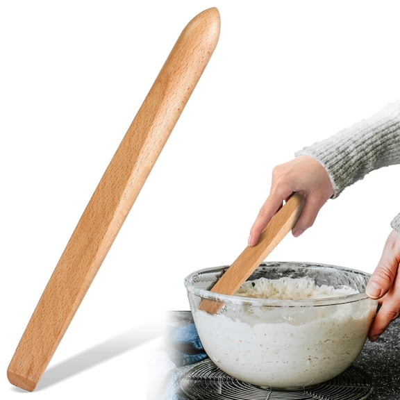 GIXUSIL 11 in Wooden Sourdough Bread Mixing Stir Stick Spurtle, Sourdough Whisk, Sourdough Bread Making Tools, Acacia Wooden Spatula Paddle Stirring Stick,Baking Supplies