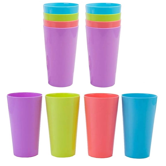 GIXUSIL 12-Pack 9oz Coloured Plastic Cups -Reusable Plastic Cups, 4 Colors, Dishwasher Safe & BPA-Free