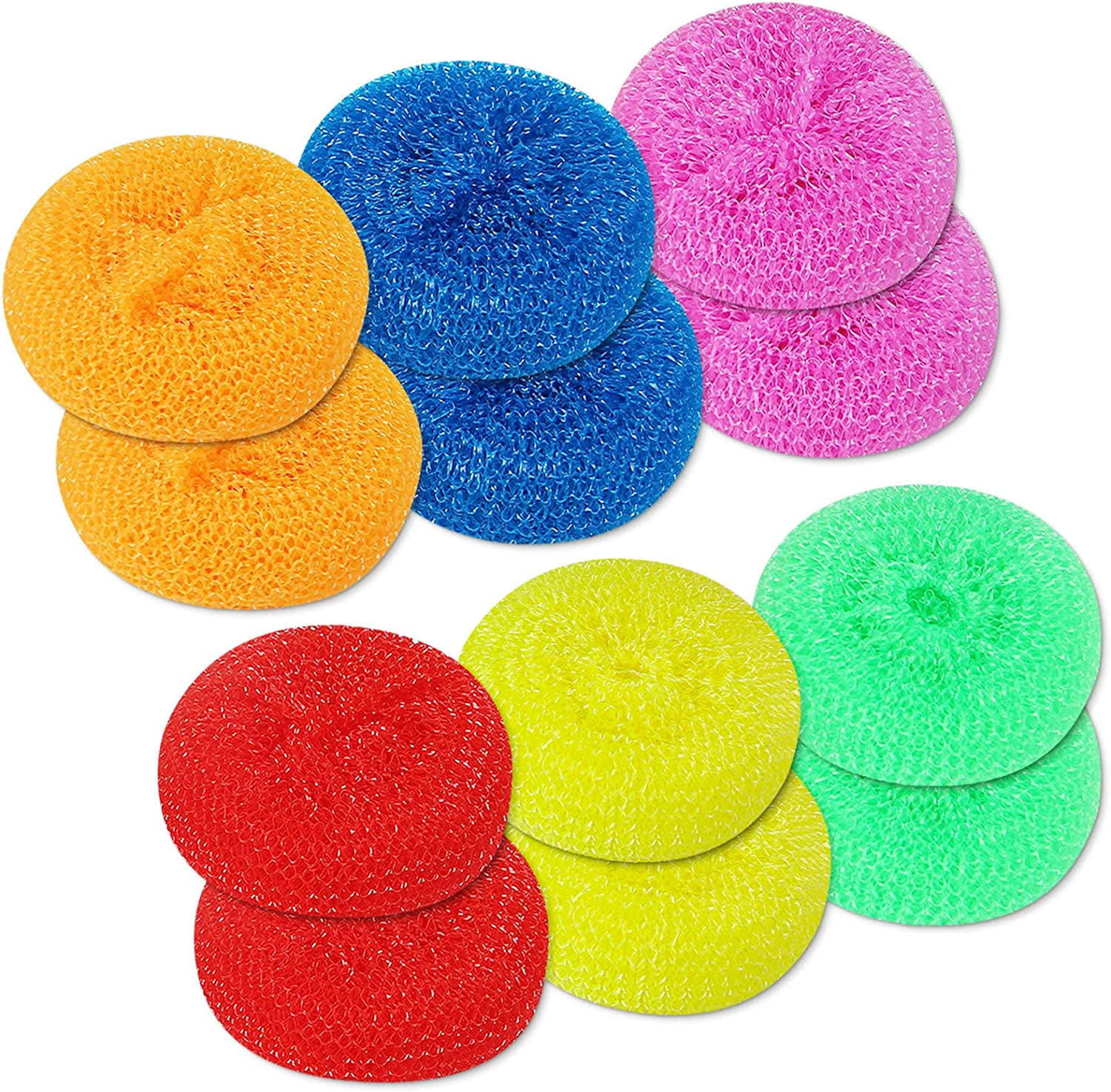 GIXUSIL 12 Pieces Dish Scrub Brush,Nylon Scouring Pads,Assorted Colors