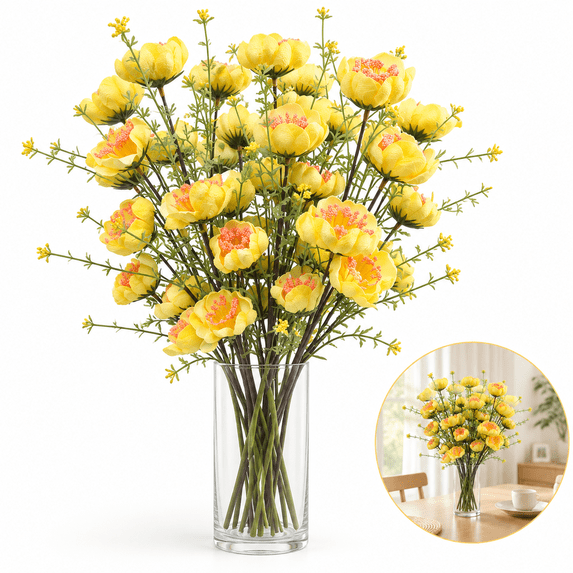 GIXUSIL 12Pcs Artificial Azalea Flowers, 23.6in Fake Plastic Azalea ...