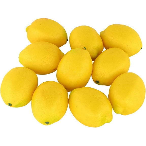 GIXUSIL 12Pcs Faux emons Artificial Fruits Fake Lemons Lifelike Simulation for Lemonade Party Kitchen Table Summer Decorations Vase Fillers Fruit Bowl Lemon Wreath Garland Photography Props,Yellow