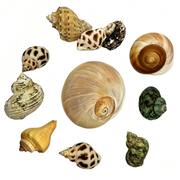 GIXUSIL 12Pcs Saltwater Hermit Crab Shells Supplies - Growth Turbo Conch 1.6"-3.2" - Growth Turbo for Small to Medium/Large Crabs - Natural Sea Shell for Beach Decor (Random Shape)