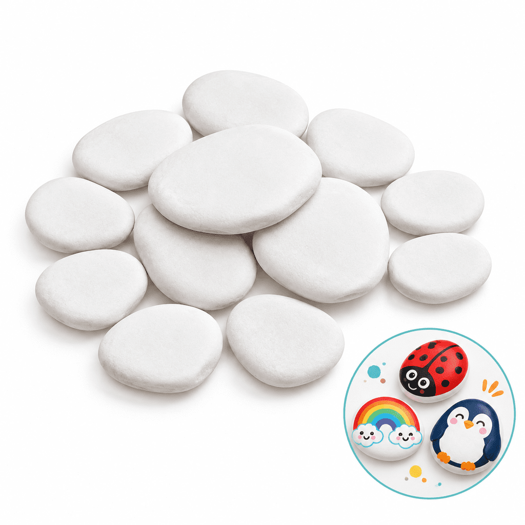 GIXUSIL 12Pcs White Painting Rocks, Flat & Smooth DIY Kindness Rocks, 1 ...