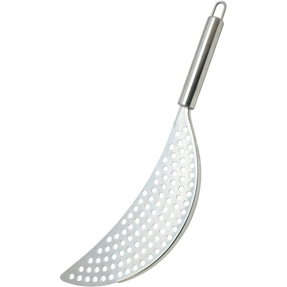 GIXUSIL 14.17 "Crescent Pot Strainer Stainless Steel Grease Pasta Strainer Insert Drainer with Handheld for Different Pot Pan Kitchen Tool -Silver