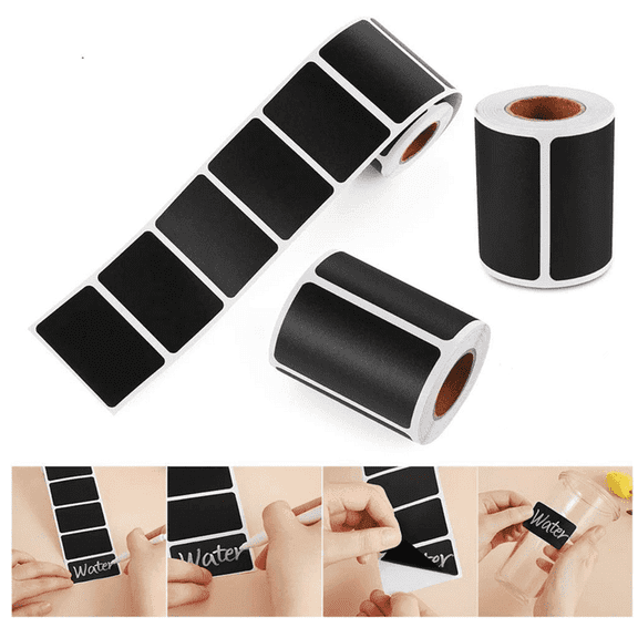 GIXUSIL 150Pcs Premium Chalkboard Labels - Dishwasher Safe Chalk Board Mason Jar Labels - Removable Waterproof Blackboard Sticker Label for Jars Glass BottleBlack