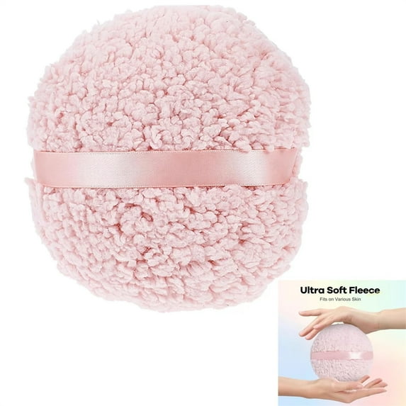 GIXUSIL 1Pcs Extra Large Powder Puff, Soft Reusable Body Powder Applicator, Ultra Soft Washable Round Velour Powder Puff, Oversize Dust Puffs for Women, Girl (Pink, 6'')