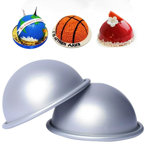 GIXUSIL 2-Pack 4inch Hemisphere Cake Pan Set - Heavy Duty Aluminum Round Dome Mold for Planet Cakes, Non-Stick & Rust-Proof Baking Molds,Silver