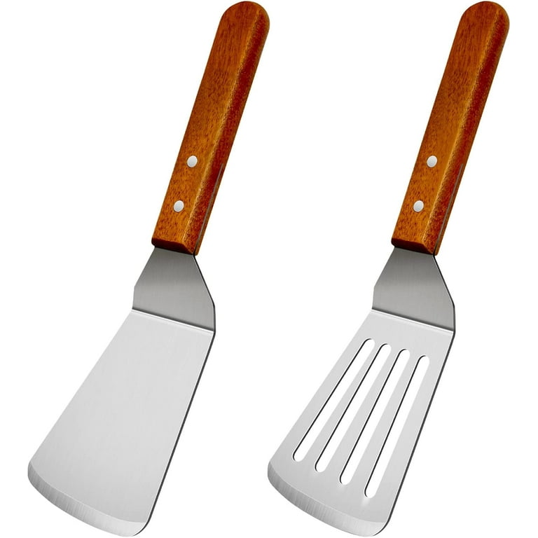 GIXUSIL 2 Pcs Metal Spatula for Cast Iron Skillet, Stainless Steel