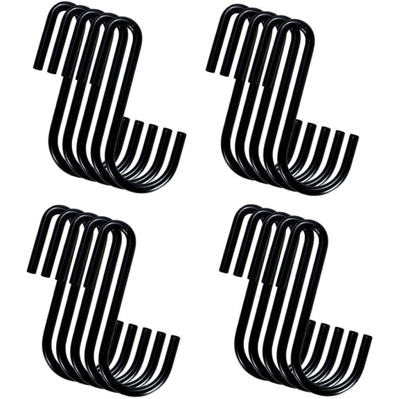 GIXUSIL 20 Pack 2.4 inch Heavy Duty S Hooks Black S Shaped Hooks Hanging Hangers Hooks for Kitchen, Bathroom, Bedroom and Office: Pan, Pot, Coat, Bag, Plants
