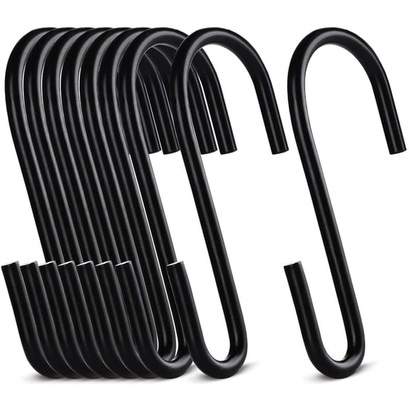 GIXUSIL 20 Pack Heavy Duty S Hooks, S Shaped Hooks for Hanging Clothes, Metal Steel Hanging Hangers Hooks for Kitchen Bathroom Bedroom Office (Black)