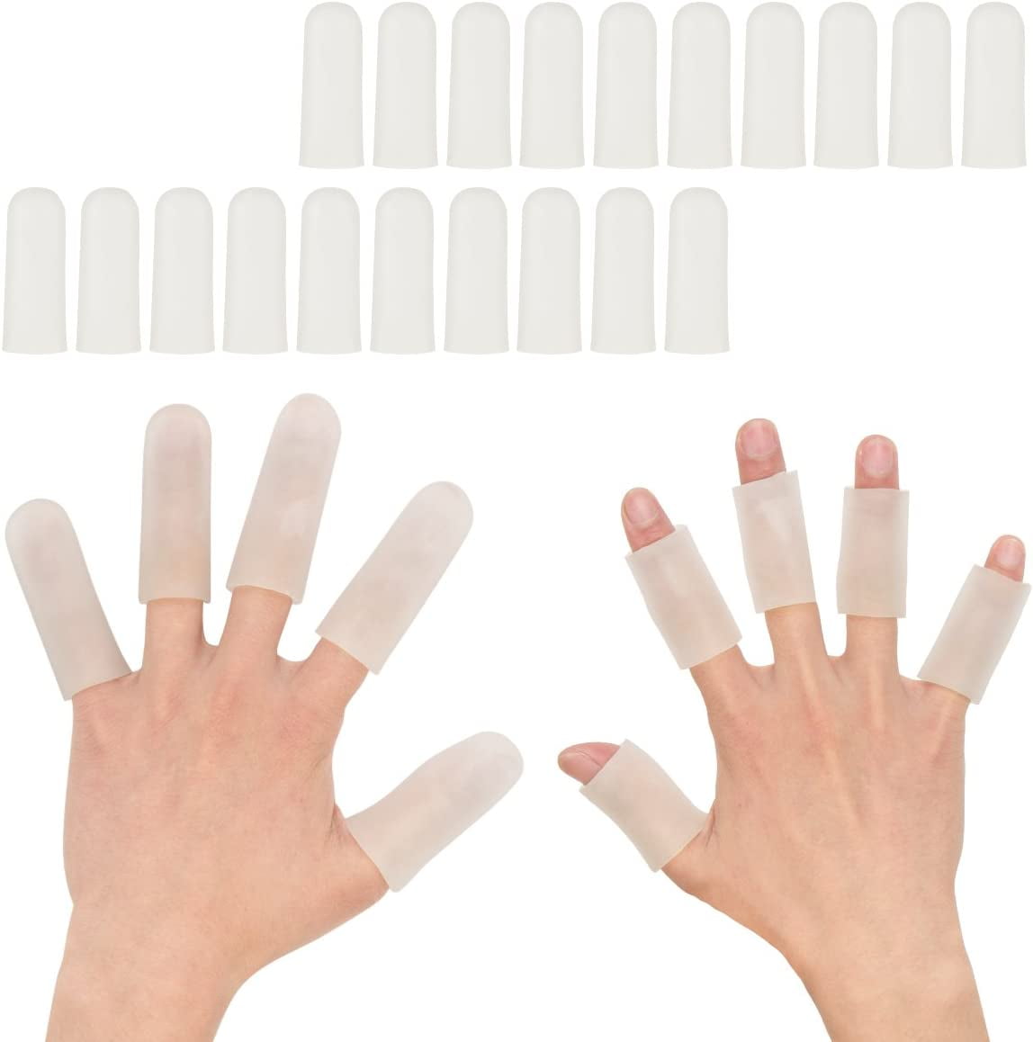 GIXUSIL 20 Pcs Gel Finger Cover, Silicone Finger Cots, Finger Protector