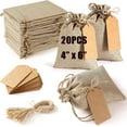 thumbnail image 1 of GIXUSIL 20Pack Burlap Sacks Christmas Bag with 20Pcs Gift Tags and String, Organza Wedding Favor Bags, Mesh Burlap Gift Pouch with Drawstring for Party Xmas Gift Wrapping, 4x6in, 1 of 7