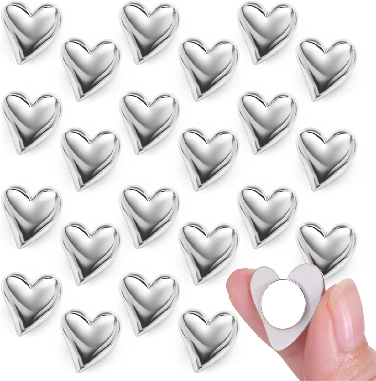 GIXUSIL 22 Pcs Silver Refrigerator Love Heart for