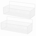 thumbnail image 1 of GIXUSIL 2Pcs Wire Storage Baskets Household Metal Wall-No-Drill Adhesive Wall Shelf, Multi-Surface Organizer for Bathroom, Bedroom, Kitchen | Damage-Free Mounting,White, 1 of 8