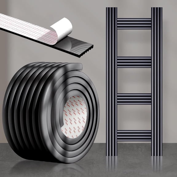 GIXUSIL 2Roll 6.6 Ft Soft Wide Edge Protector with 3M Strong Adhesive Double Sided pre-Taped, proofing Safety Guards Proof Foam Padding for Sharp Edges, Table, Desk, Furniture-Black