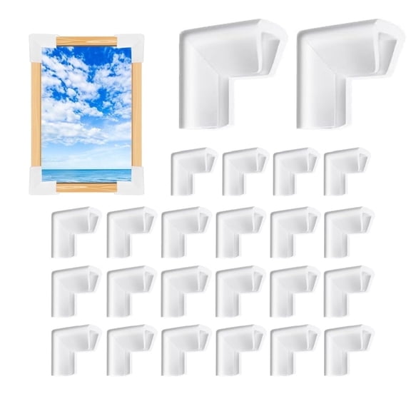 GIXUSIL 3.9x1.4In White Shipping Moving Packaging Protectors,24Pcs Foam Corner Protectors for Pictures,Moving Mirror TV Box,Holiday Gift Wrapping