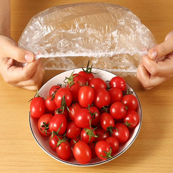 GIXUSIL 300pcs Fresh Keeping Bags Cling Film Food Preservation Cover Bags for Fruit Vegetable Meat, Universal Film Cover for Bowls Dishes Food Containers Prevent Dust & Insects