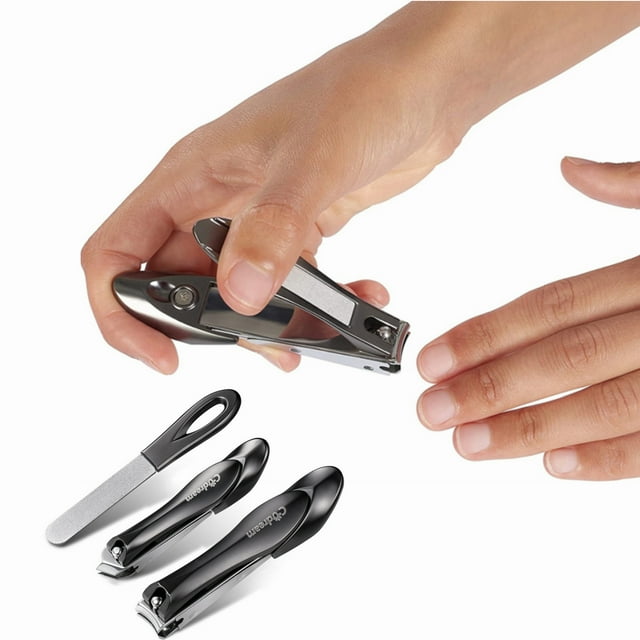 GIXUSIL 3Pcs Nail Clipper and File Professional Stainless Steel Heavy Duty Nail Cutter with