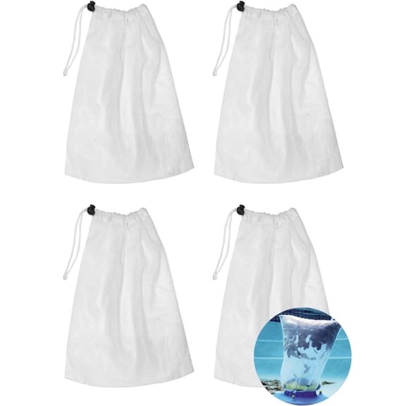 GIXUSIL 4-Pack Pool Vacuum Replacement Bag, 24x18 inch Fine Mesh Net with Locking Drawstring, Compatible Filter Bag for Pool Cleaner, Pond & Leaf Vacuum