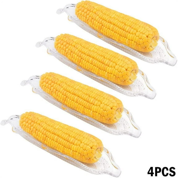 GIXUSIL 4 Packs Plastic Corn Trays Transparent Service Tray Corn Dish Cob Dinnerware Sets