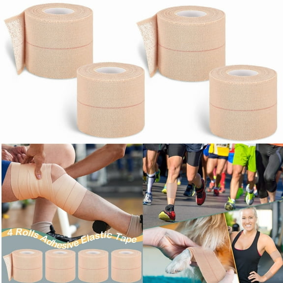 GIXUSIL 4 Rolls Cohesive Bandages Vet Wrap, Elastic Self Adhesive Bandage Tape for Wrist & Ankle Protection (Beige, 5cm x 4.5m)