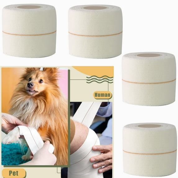 GIXUSIL 4 Rolls Elastic Adhesive Bandage Tape Self Adherent Cohesive Flexible Stretch Elastic Athletic Tape for Sports Ankle Knee and Wrist, Vet Wrap for Horses Pets Cats Dogs(White 2 inch x 4.5m)