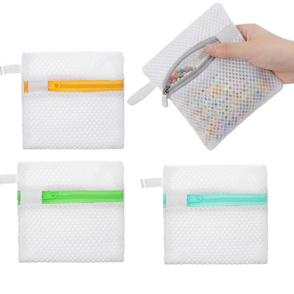 GIXUSIL 4Pcs Small Mesh Laundry Bags, 4.7x4.7" Fine Weave Wash Bags for Delicates, Socks, Pods & Scent Beads - Portable Travel Laundry Organizer, Reusable Garment Protector for Machine Wash, White