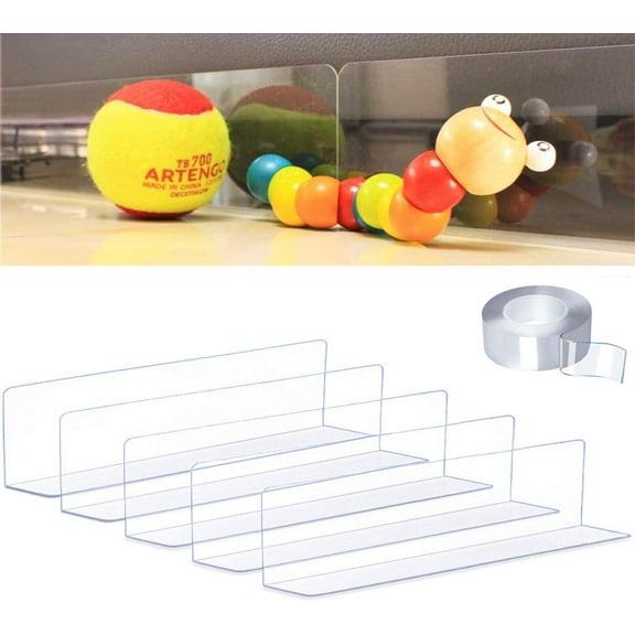 GIXUSIL 5 Pack Toy Blockers for Furniture, Clear Blocking Board Under Furniture, Pet Baffle Board, Strong Adhesive Baffle, Adjustable Gap Bumper for Sofa, Bed (Transparent)