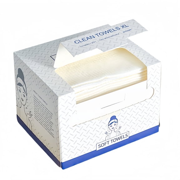 GIXUSIL 50 Count Disposable Face Cleansing Towels, 30x25cm Super Soft & Thick Viscose Dry Wipes, Biodegradable Facial Tissues for Sensitive Skin, Makeup Removing, Daily Facial Clean, TravelWhite