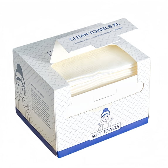 GIXUSIL 50 Count Disposable Face Cleansing Towels, 30x25cm Super Soft & Thick Viscose Dry Wipes, Biodegradable Facial Tissues for Sensitive Skin, Makeup Removing, Daily Facial Clean, Travel,White