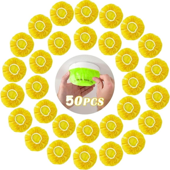 GIXUSIL 50 Pcs Smoke Detector Cover, Fire Alarm Dust Covers, Reusable Elastic Fire Alarm Cap Cover, Plastic Smoke Detector Cover Stretch for Inside Home Kitchen (Yellow)