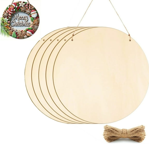 GIXUSIL 5Pcs 11.8 inch Wood Circles for Crafts,Rustic Wedding Decor,Unfinished Wood Rounds, DIY Wooden Projects, Wood Burning, Painting, Valentines Day Decor DIY Crafts Gifts, Beige