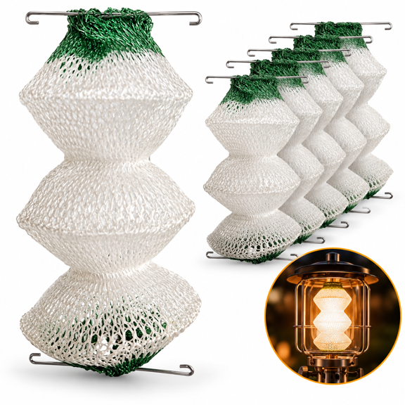 GIXUSIL 6-Pack Gas Lantern Shades, Foldable Triple-Layer Cotton Lamp Covers with Dual Metal Clips, White Clip-On Shades for Camping Gas Lanterns, Propane Lanterns & Outdoor Hanging Lights