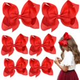 thumbnail image 1 of GIXUSIL 6 Pieces Boutique Grosgrain Ribbon Pinwheel (6inch ×2, 4inch ×2, 3inch ×2) Hair Bows Alligator Clips For Babies Toddlers Teens，Red, 1 of 7