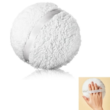 GIXUSIL 6" Powder Puff, Body Powder Puff, Ultra Soft Washable Large Round Powder Puff, Large Velvet Dust Puff, Reusable Face Body Powder Applicator for Loose Mineral Powder (White)