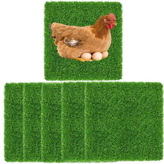 GIXUSIL 6Pcs Chicken Nesting Pads for Chicken Coop, 12.5x12.5inch Green Reusable Plastic Artificial Grass Nesting Box Pads Washable Laying Eggs Turf Egg-Protecting Mats for Coops, Pets & Crafts