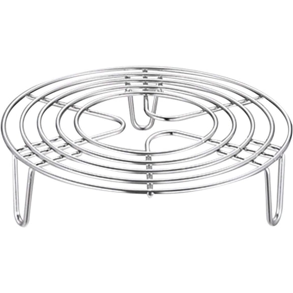 GIXUSIL 6inch Round Steamer Rack and Cooling Rack,Silver Stainless Steel Pot Trivet, Wire Steamer Kettle Rack Holder, Fit For Pots Cookware Pressure Cooker Pans Up(size:15.5x4.2cm)