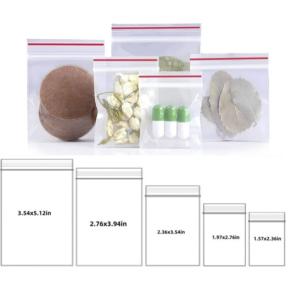 GIXUSIL 700 Pack Craft Plastic Bags,5 Different Size Jewelry Plastic,Clear Poly Zipper Bags for Jewelry,Bead,Toy Piece,Pill,Snack Storage