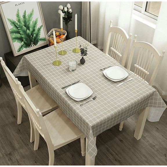 GIXUSIL 71x54" Table Cloth Vinyl Checkered Tablecloth for Rec Table Wipe Clean Tablecloth for Kitchen Dining Table (Gray Plaid)