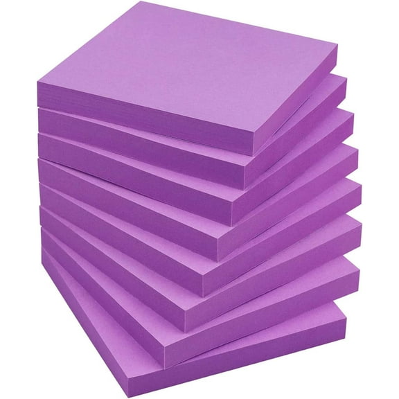GIXUSIL 8 Pads Sticky Notes 3x3 in, Canary Green, Sticky Pads, Recyclable, Self-Stick Notes Pads, Easy to Post for Home, Office,Meeting, Notebook,100Sheets/pad, 800 Sheets Total(Purple)