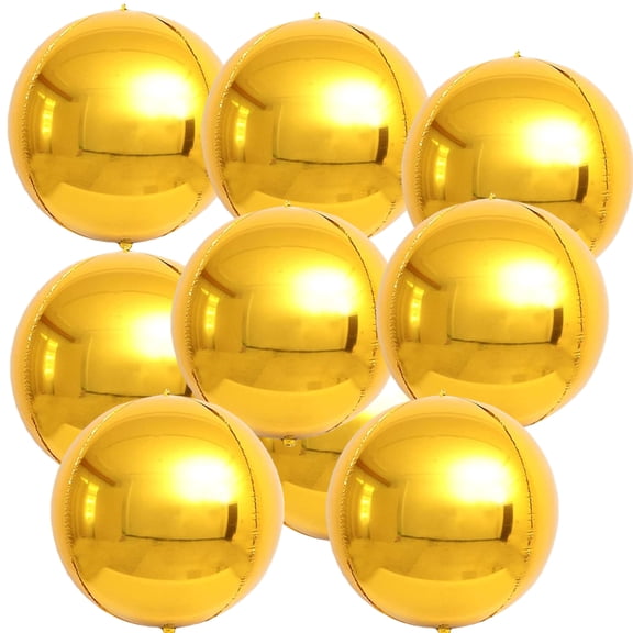 GIXUSIL 9Pcs 22in Large Gold Round Foil Balloons 4D Gold Mylar Orbz Round Balloons for Birthday Graduate Wedding Anniversary Retirement Party Decorations
