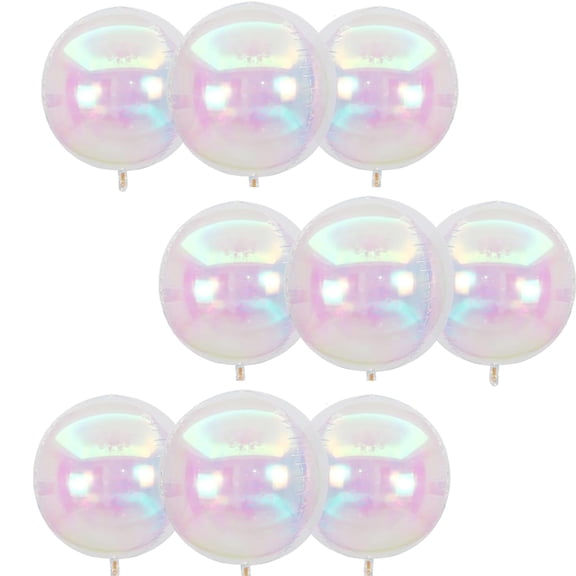 GIXUSIL 9Pcs Iridescent Round Foil Balloons,22 inch Large Giant 4D Clear Round Ball Balloons,Rainbow Balloon for Birthday Wedding Prom Party Decorations,Pink