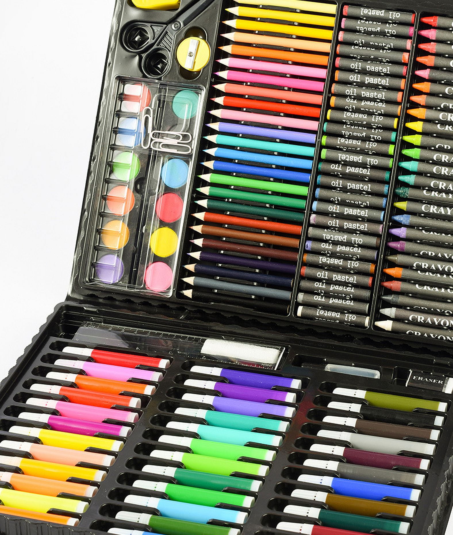 GIXUSIL 150 Pcs Portable Inspiration & Creativity Coloring Art Set Painting  & Drawing Supplies Kit, Markers, Crayons, Colour Pencils - Black